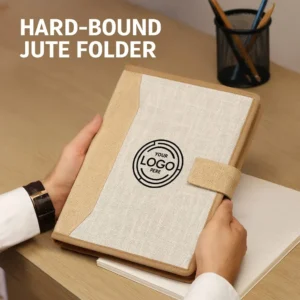Eco-Friendly Hard-Bound Jute Folder – Customizable with Logo